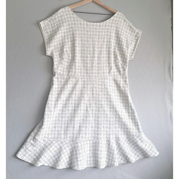 LOFT Women’s Skater Dress Size 18 Plus White Black Check NWT Simple Capsule - Picture 1 of 11